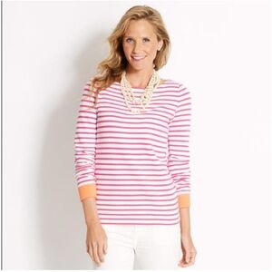 Vineyard Vines Pink and Orange Striped Long Sleeve Top